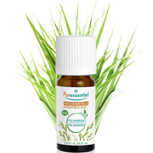Puressentiel Huile Essentielle Palmarosa Bio 10 ml – Purifiante cutanée, déodorant naturel et régulateur de sébum