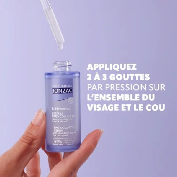 Jonzac Sublimactive Sérum Pro-Collagène 30 ml Bio - Triple action rides, éclat et fermeté