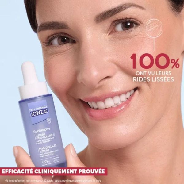 Jonzac Sublimactive Sérum Pro-Collagène 30 ml Bio - Triple action rides, éclat et fermeté