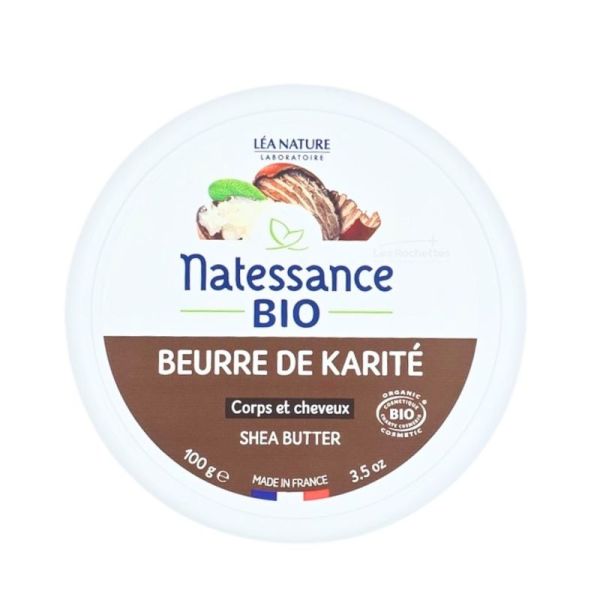 Natessance Bio Beurre de Karité Corps  et cheveux 100 g - Nourrit et répare la peau et les cheveux