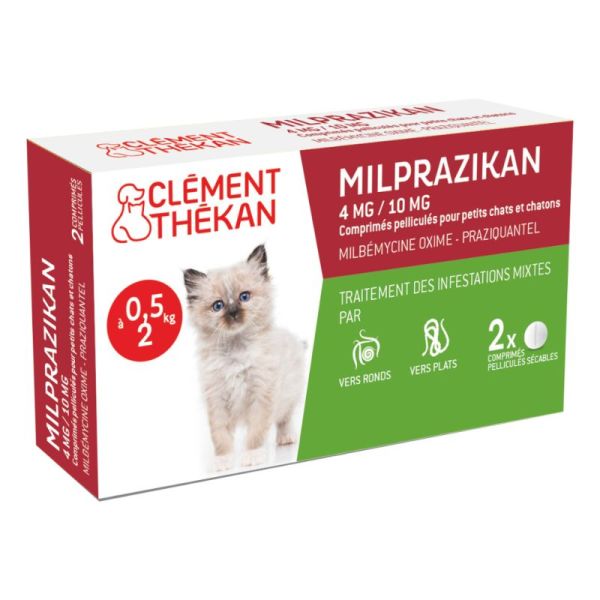 Clément Thékan Milprazikan 4mg/10mg Antiparasitaire - 2 Comprimés pour Petits Chats