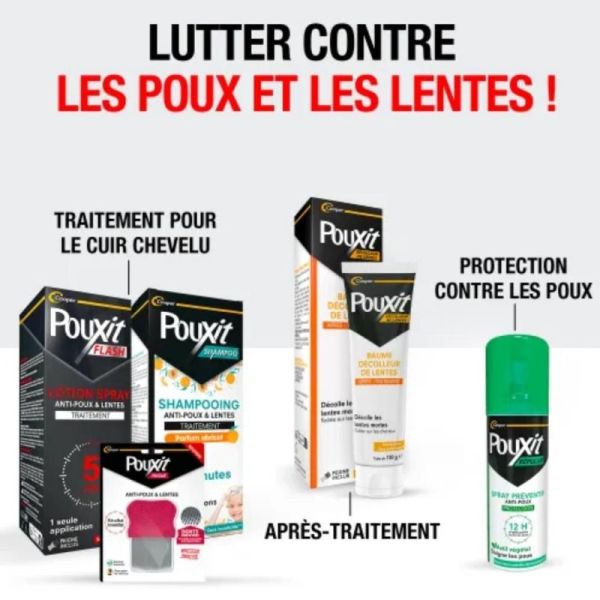 Pouxit Flash Shampooing anti-poux 2-en-1 Offre spéciale 2x100 ml - Traite et lave en seulement 5 minutes