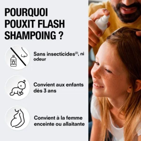 Pouxit Flash Shampooing anti-poux 2-en-1 Offre spéciale 2x100 ml - Traite et lave en seulement 5 minutes