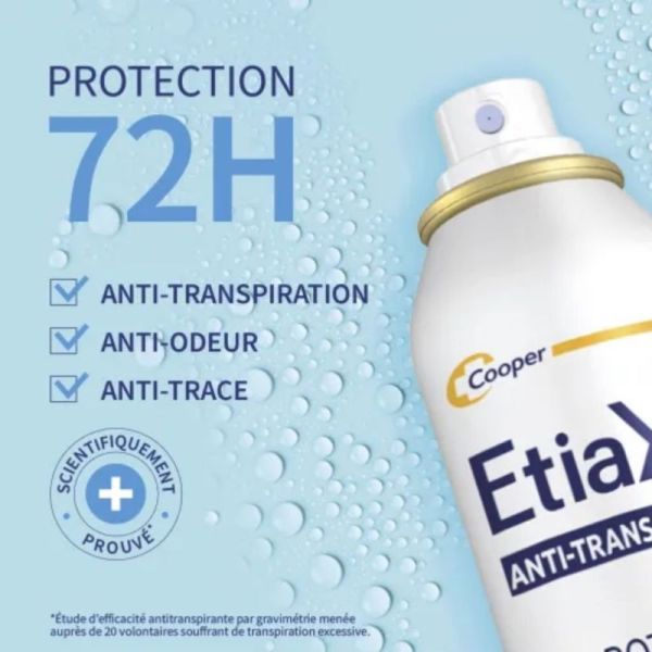 Etiaxil Anti-transpirant Aérosol Protection 72H - lot de 2x150ml - peaux sensibles et anti-traces