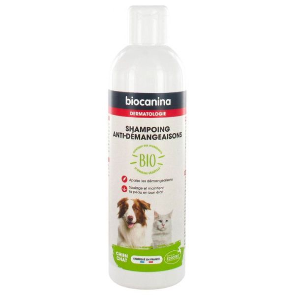 Biocanina Shampoing Anti-Démangeaisons Chien et Chat Bio - 240 ml - Soulage les irritations légères