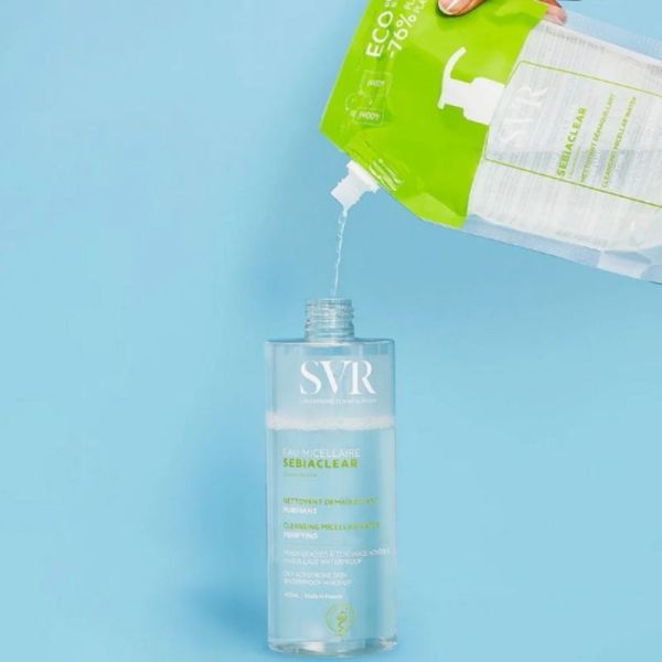 SVR Sebiaclear Eau Micellaire Éco-Recharge - 400 ml -  nettoie et purifie les peaux grasses à tendance acnéique
