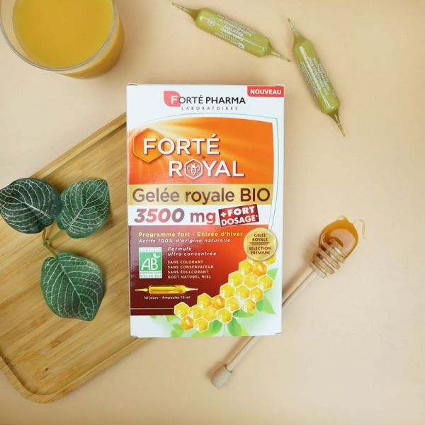 Forté Royal Gelée Royale Bio 3500mg - 10 ampoules - Défenses naturelles et vitalité intense
