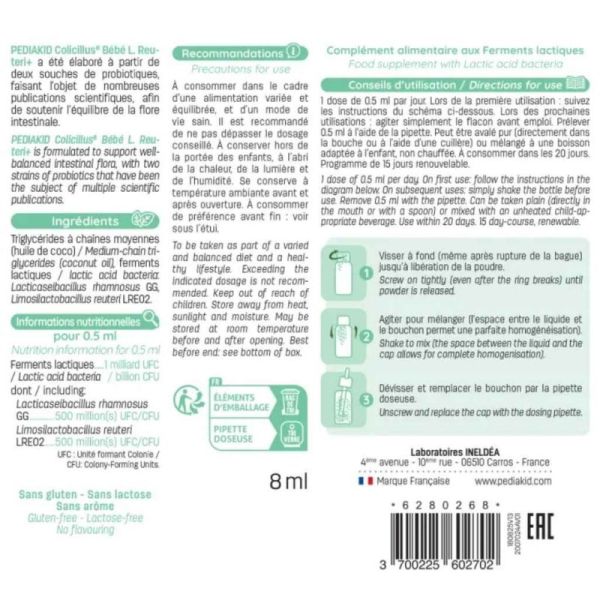 Pediakid Colicillus Bébé L. Reuteri+ Drops 8ml – Confort digestif et flore intestinale