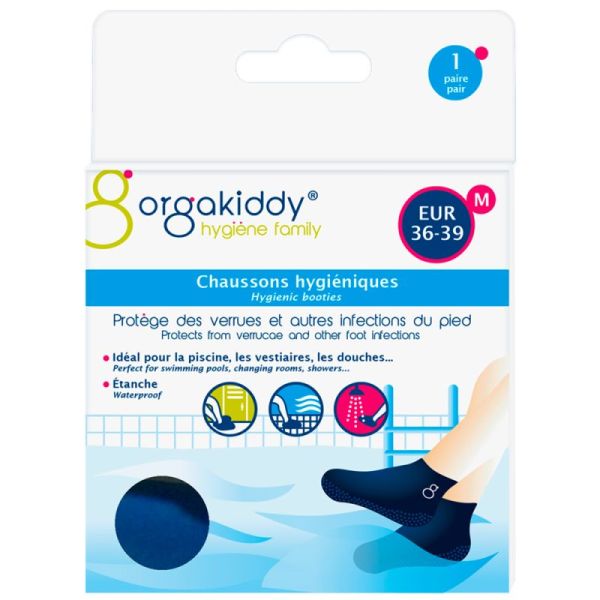 Orgakiddy Chaussons Hygiéniques - 1 Paire - Taille : M 36/39 - Protection efficace contre les verrues