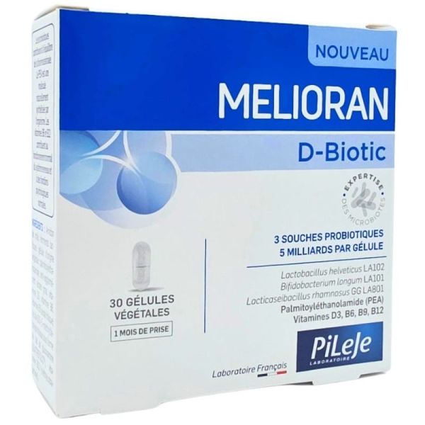 Pileje Melioran D-Biotic 30 gélules végétales - Equilibre de la flore intestinale