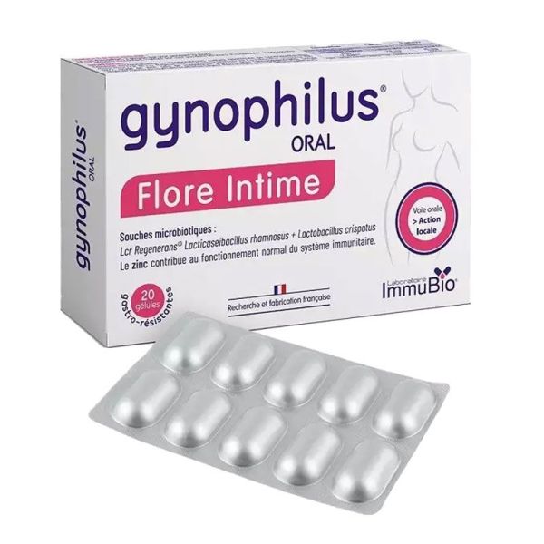 Immubio Gynophilus Oral Flore intime Probiotiques 20 gélules - Rééquilibre la flore intime