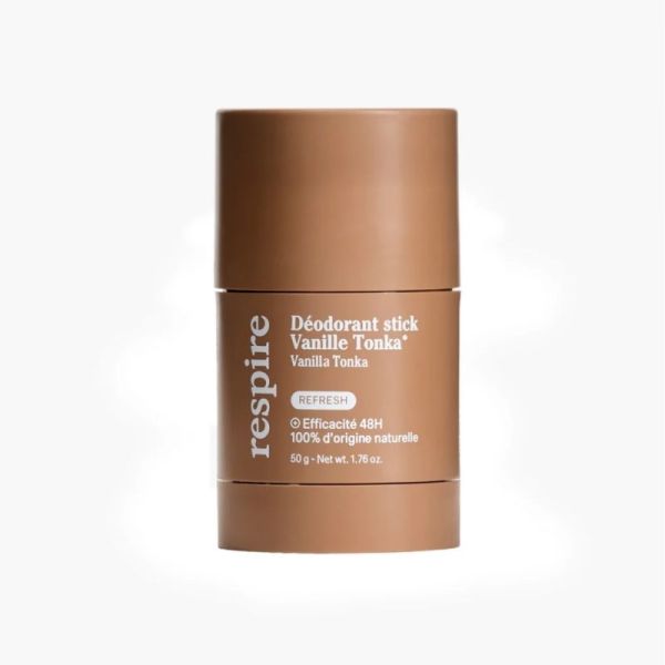 Respire Déodorant Stick Vanille Tonka 50g - Efficacité 48h naturelle et emballage zéro plastique