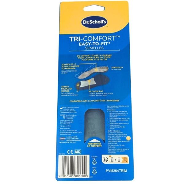 Dr Scholl's Tri-Comfort Semelles - 3 zones d'amorti - Homme - Taille 40-47,5