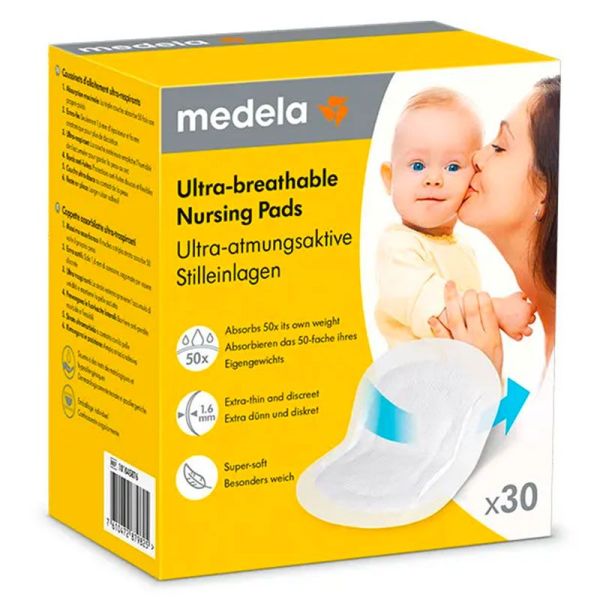 Medela Coussinets d'Allaitement Ultra-Respirants - Offre un Confort Optimal - 30 coussinets