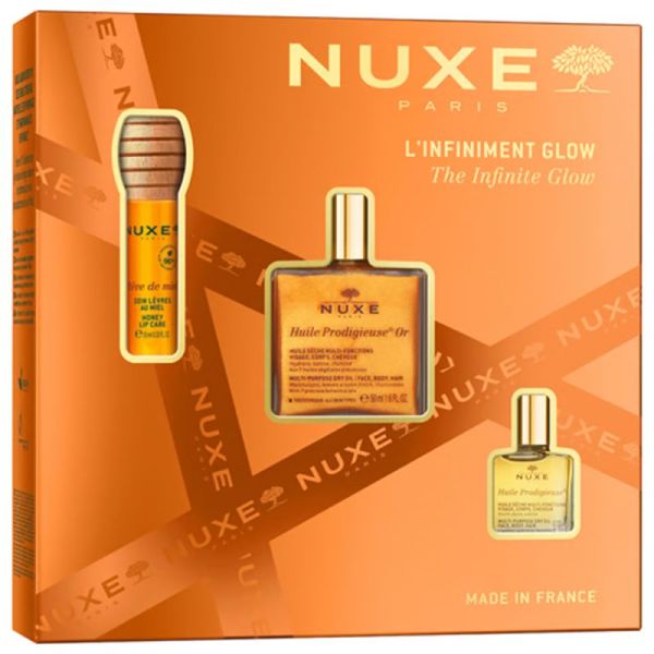Nuxe Coffret L'infiniment Glow En Rose -  Huile Prodigieuse Or + Huile Prodigieuse + Baume lèvres Rêve de Miel