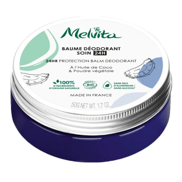 Melvita Baume Déodorant Bio - Efficacité 24h - Sensation de Fraîcheur - 50 g