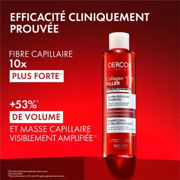 Vichy Dercos Collagen Filler 17 Shampoing - 200ml - Fortifiant Réparateur Intense
