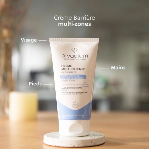 Crème Barrière Irritations et Rougeurs à la cire d'abeille 150ml - Crème Multi Défense : peaux sensibles, hypersensibles au froid