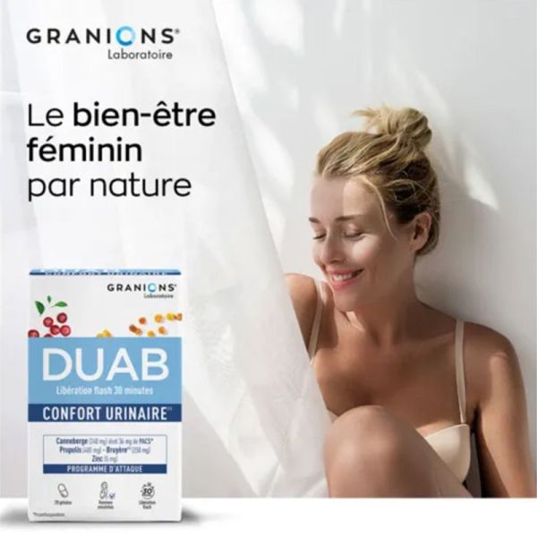 Granions Duab Confort Urinaire 20 gélules – Triple action Canneberge, Propolis et Zinc