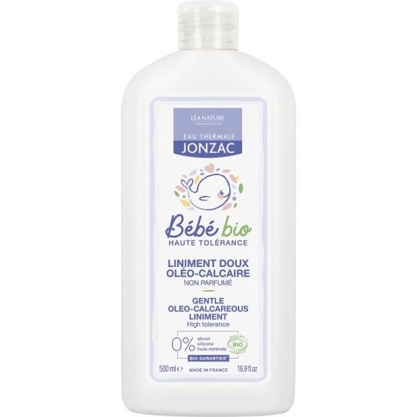 Eau Thermale Jonzac Bébé Liniment Doux Oléo-Calcaire Bio - 500 ml - Nettoie, protège et apaise