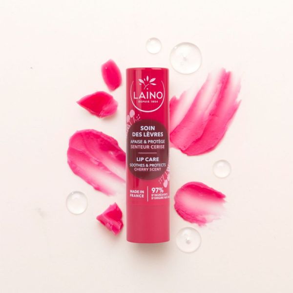 Laino Stick Soin des Lèvres - 4g - Senteur : Cerise - Répare, protège et adoucit les lèvres