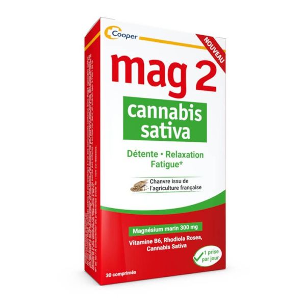 Mag2 Cannabis Sativa - 30 Comprimés - Détente et relaxation, réduit la fatigue