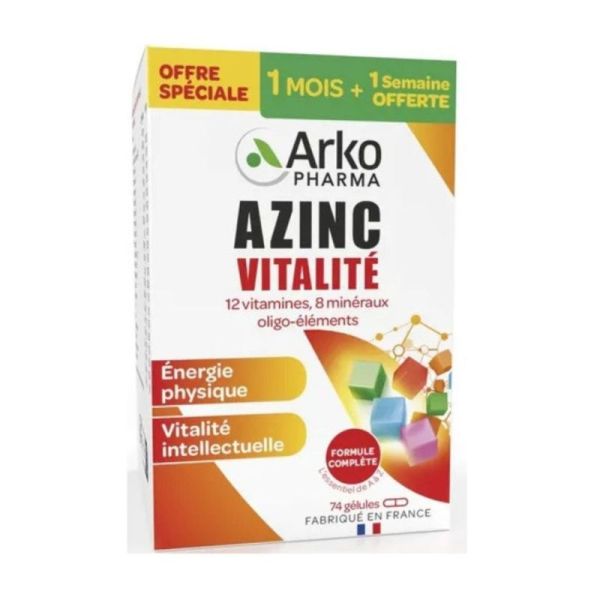 Arkopharma Azinc® Vitalité Multivitamines & Minéraux - 60 gélules + 14 gélules Offertes