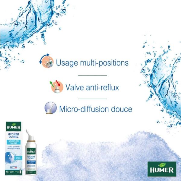 Humer Hygiène du Nez Solution Saline - Lavage Isotonique du Nez - 100 ml