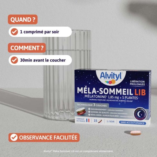 Alvityl Méla-Sommeil LIB Troubles du Sommeil - 15 Comprimés