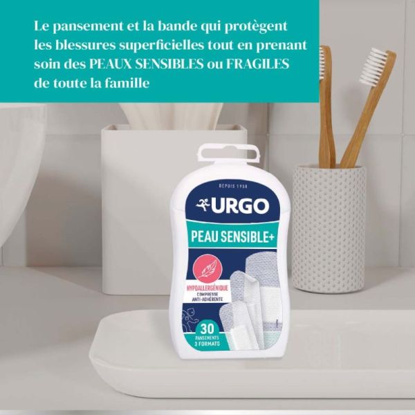 Urgo Pansements Peau Sensible+ - 3 Formats - 30 pansements