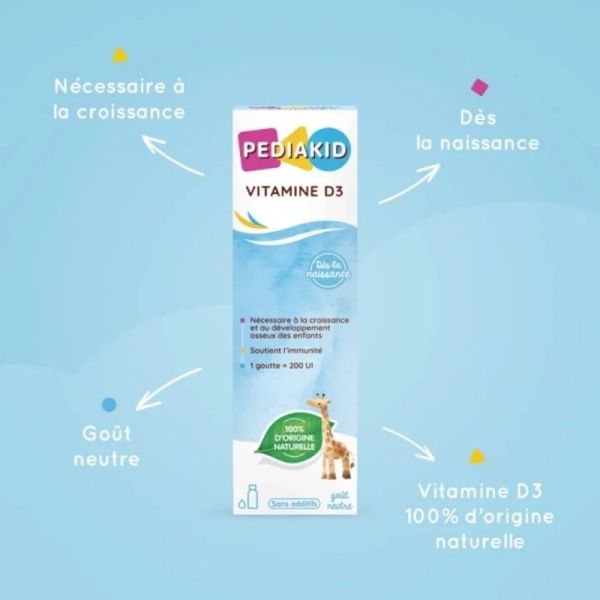 Pédiakid Vitamine D3 200 UI 20 ml – Capital osseux et immunité