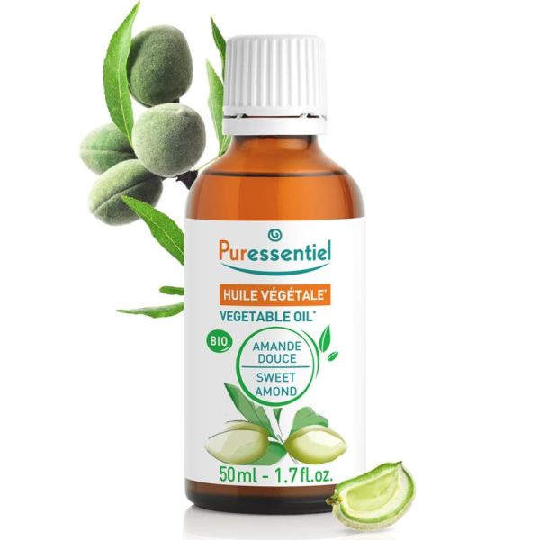 Puressentiel Huile Végétale Amande Douce Bio 50 ml – Soin nourrissant protecteur et base de massage idéale
