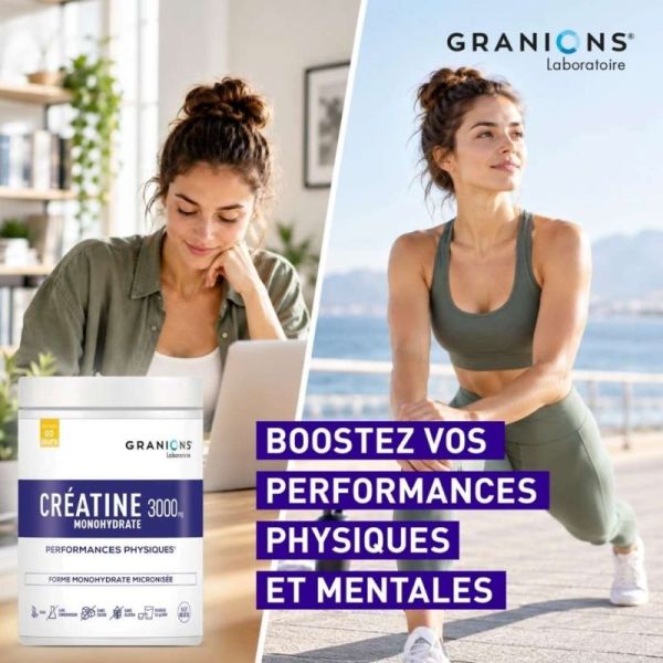 Granions Créatine Monohydrate 3000 mg 90 jours - Capacités physiques et musculaires
