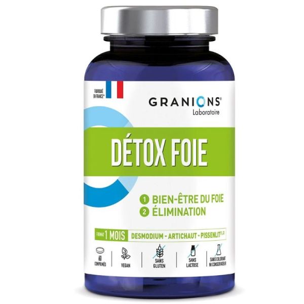 Granions Detox Foie 60 Comprimés - Bien-être du foie, detox, digestion stimulée