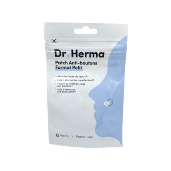 Dr Herma Patch Anti-Boutons - Pour Peau Acnéique - Format Petit 12 x 12 mm - 6 Patches