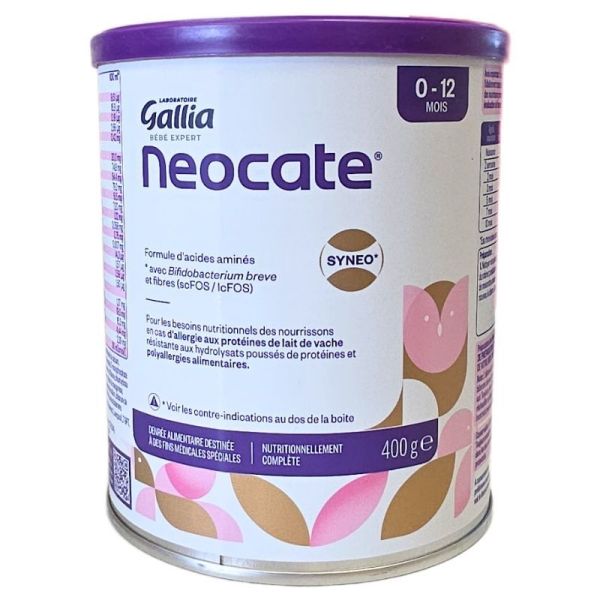 Gallia Neocate Syneo 0-12 mois non aromatisé - 400 g - Allergie aux protéines de lait de vache ou polyallergies alimentaires
