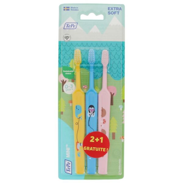 TePe Mini Brosse à Dents Extra-Souple - Coloris Aléatoire - Nettoyage doux dès la première dent