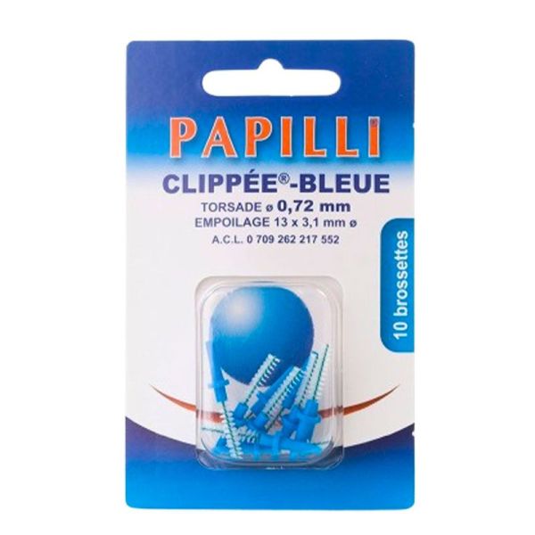 Papilli Clippée Brossettes Interdentaires - Bleue - 0,72mm - Lot de 10