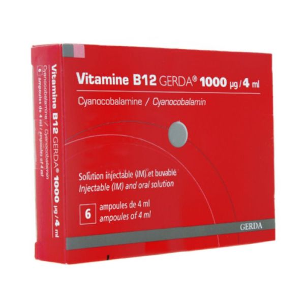 Vitamine B12 Gerda solution injectable et buvable 6 ampoules