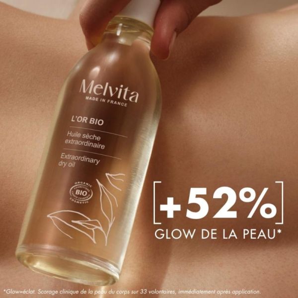 Melvita Huile Extraordinaire L'Or Bio 100 ml - Nutrition, éclat immédiat et effet gloss