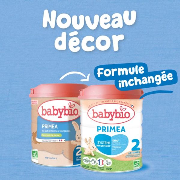 Babybio Primea Bio 2ème âge 6 à 12 mois - 800 g - Lait infantile de suite