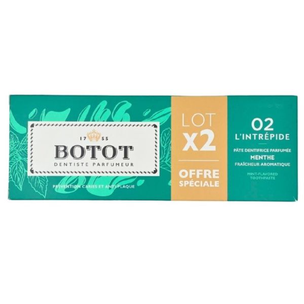 Botot 02 L'Intrépide Pâte dentifrice parfumée Offre spéciale 2x75 ml - Menthe, prévention caries et anti-plaque