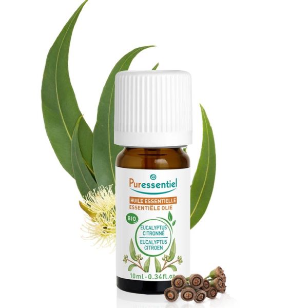 Puressentiel Huile Essentielle Eucalyptus Citronné Bio 10 ml – Soulage les zones inflammatoires et éloigne les moustiques