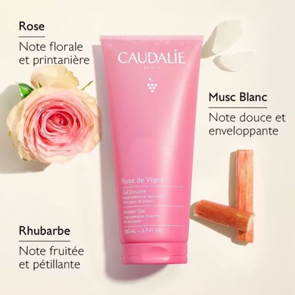 Caudalie Gel Douche Rose de Vigne 200 ml - Nettoyance douce et parfumée