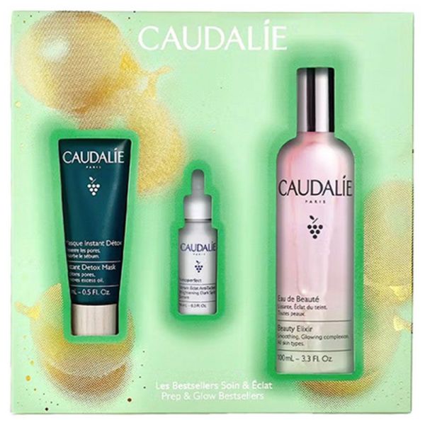 Caudalie Coffret Les Bestsellers Soin & Éclat - Eau de Beauté + Masque Détox + Sérum Éclat