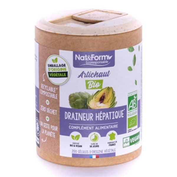 Nat&Form Écoresponsable Artichaut Bio Draineur Hépatique - 200 Gélules