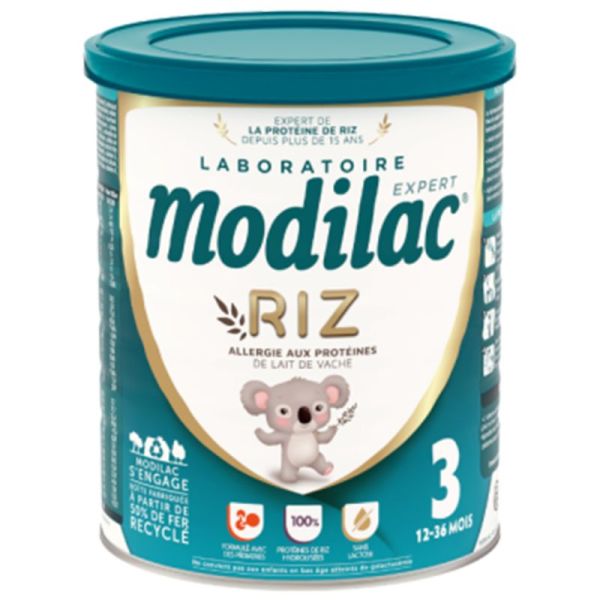Modilac Expert Riz 3ème Âge 12-36 Mois 800g – Lait de croissance sans lactose