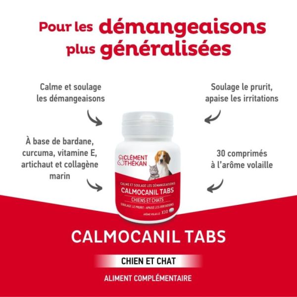 Clément Thékan Calmocanil Tabs Anti-Démangeaison pour Chiens et Chats - 30 Comprimés