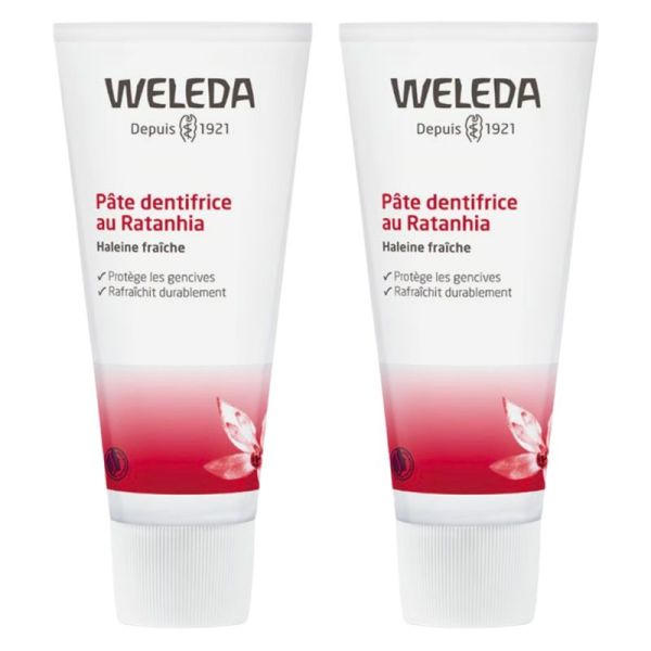 Weleda Pâte Dentifrice au Ratanhia Lot de 2 x 75ml – Fraîcheur et protection gencives
