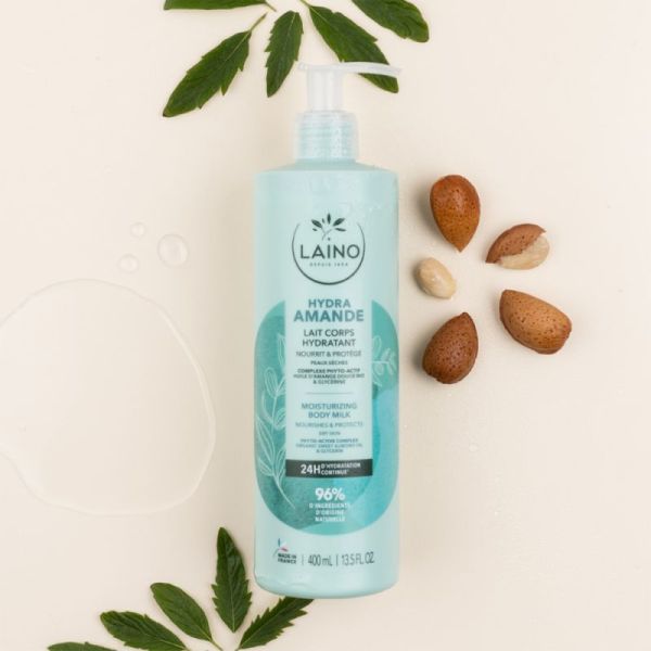 Laino Hydra Amande Lait Corps Hydratant - 400 ml - Hydrate, nourrit et protège la peau sèche